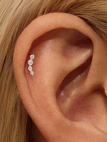 1 chiếc khuyên tai bạc 925 hình bướm dễ thương đính đá Cubic Zirconia, kiểu dáng phẳng, thích hợp cho nữ, đeo hàng ngày, hẹn hò, đi nghỉ mát, dự đám cưới, dự tiệc, làm quà tặng ngày lễ. - Vàng - Xem 11