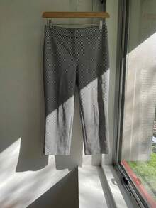 Women's Casual High Stretch Plaid Low Waist Slit Skinny Cropped Pants, Suitable For Spring/Summer Holiday Outfits - Black and White - View 5