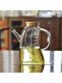 1 pieza Botella de vidrio para aceite, dispensador de aceite y vinagre de gran capacidad para la cocina con diseño a prueba de fugas, sin goteo y escala de medición - Ver 9