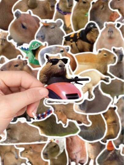 Cute Cartoon Capybara Stickers, DIY Stationery Stickers, Waterproof Cartoon Stickers, Candy Stickers, Phone Stickers, Suitable For Scrapbooking, Bullet Journals, Notebooks, Crafts, Water Bottles, Guitars, Skateboards, Bicycles, Motorcycles, Helmets, Luggage, Phones, Computers, Back To School Supplies, Winter Goods, Thanksgiving, Christmas, Saudi National Day, Birthdays, Holidays, New Year, Valentine's Day, Gifts For Boyfriends, Girlfriends, Adults