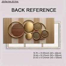 1pc Golden Circles And Wood Texture Large Canvas Wall Art,2D Flat Art Print,Horizontal Wall Art Paintings Ready To Hang, Modern Style Artwork Decor For Office And Christmas,24x48in,Thick Wooden Frame,Hi-Density Print,Bedroom Art Piece | Modern Wall Art | Textured Canvas - 二維平面藝術印刷品 - 查看 9