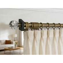 Adjustable Bronze Curtain Rod Set, Includes 3 Decorative Finials (Crystal Ball, Striped Metal), High-Quality Metal Rod With Curtain Rings And Installation Hardware, Durable For Bedroom, Living Room, Etc. - Three Options Available - View 6