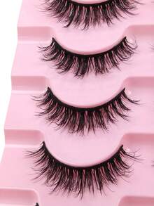 7 Pairs Natural Long False Eyelashes Soft Curly Cartoon Style Full Strip Lashes Suitable For Daily Party Makeup, Cat Eye And Fairy Style Lashes, Create Charming Makeup - Black - View 4