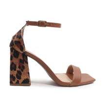 Sandália Salto Bloco 9CM FESTA FORMATURA CASUAL  Casual  Festa  elegante  Festa  Sexy  Casamento  Negócios  básico  Elegante  Neutro    Fivela  Strass    Casamento  Festa  Escritório  Casa  Ar livre - Marrom - Visão 2