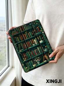 1pc Green Plant Magic Mystery, Bookshelf Pattern Tablet Protective Case, Compatible With 10.2" 10th/ (A16) 11" 11th 2025, Pro 11" 2021/2020, Galaxy Tab A8 10.5" 2022, Matepad 10.4/Tab, , With Pencil Slot, Anti-Drop, Tablet Stand Case, Support Auto Sleep/Wake - Multicolor - View 3