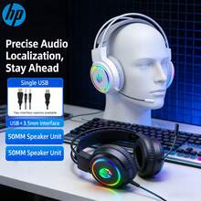 HP RGB Lighting Headphones, Full-Coverage Noise-Proof Ear Cups, Adaptive Suspended Headband, Inline Volume Control, Immersive Gaming Equipment - View 1