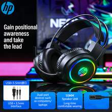 HP RGB Lighting Headphones, Full-Coverage Noise-Proof Ear Cups, Adaptive Suspended Headband, Inline Volume Control, Immersive Gaming Equipment - View 9