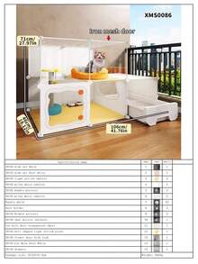 DIY Assembled Kitten Cage With Transparent Panel, Large Cat House With Pullout Litter Box, Multi-Tier Cat Villa - Multicolor - View 14