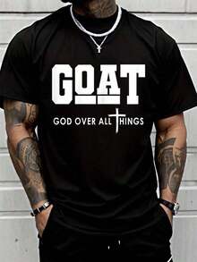 Camiseta de Algodón 100% con Impresión Divertida de Jesús Cristiano, Cuello Redondo de Manga Corta, Adecuada para Todas las Estaciones, Ropa de Hombre - Negro - Ver 7