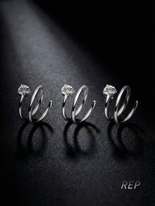 Anillos de nariz de acero inoxidable de moda con un solo piercing y doble aro, joyería de piercing de estilo caliente para señoras - Multicolor - Ver 5