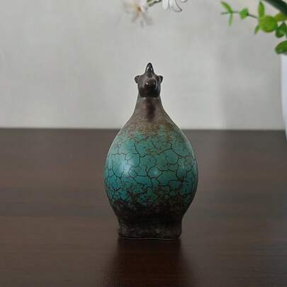 1 pieza Figura de caballo de la dinastía Tang de cerámica, estatua verde cocida en horno, mascota zodiacal de caballo orgulloso y auspicioso, adorno de cerámica para decoración del hogar, apta para el hogar, la oficina, la sala de reuniones y la decoración de la mesa de té