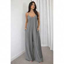 Duna Long Jumpsuit With Wide Legs - Xám - Xem 1