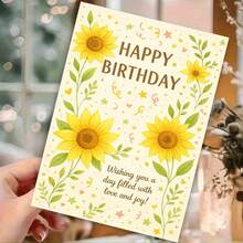 1pc Sunflower Birthday Card – 'Happy Birthday, Wishing You A Day Filled With Love And Joy' – Cheerful Sunflower Illustration – Includes Envelope – Perfect Heartfelt Gift For Celebrating Birthdays With Warmth & Positivity - Single Piece - View 3