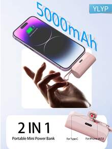 YLYP Sạc dự phòng Type-C nhỏ gọn 5000mAh, phù hợp với 17/16/15, pin dự phòng bỏ túi, vật dụng cần thiết khi đi du lịch, pin sạc không dây cho iPhone 16/15 Plus Pro Max và các điện thoại Android Galaxy. - tô màu lại - Xem 10