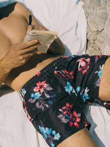 Open Phase Men Swim Trunks Board Shorts With Compression Liner Bathing Suit Quick Dry Cargo Pocket,Hawaiian - Multicolor - View 1