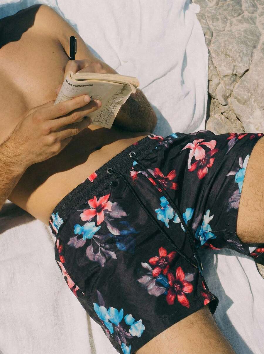 Open Phase Men Swim Trunks Board Shorts With Compression Liner Bathing Suit Quick Dry Cargo Pocket,Hawaiian - Multicolor - View 1