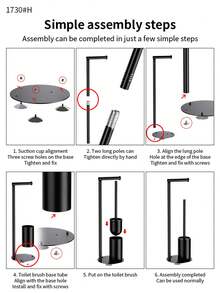 一套马桶刷架，落地式马桶纸巾架带刷子，可折叠纸巾架，全面清洁，马桶纸巾盒，浴室配件 - 彩色 - 查看 10