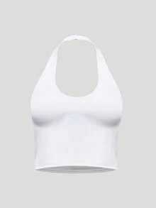 Sodalemon Women's White Racerback Tight Yoga Tank Top With Padded Bra - White - View 1