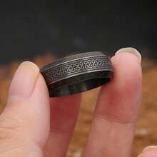 1 8mm Vintage Rune 316L Stainless Steel Ring - Complex Celtic Knot Design, Engagement And Wedding Jewelry For Men, Valentine's Day Gift, Anniversary, New Year's Eve, Men's Creative Gift, Men's Christmas Gift - Black - View 5