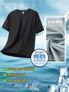Set Of 3 Men's Short-Sleeve T-Shirts In Breathable, Quick-Drying Cool Silk Mesh - Black - View 7