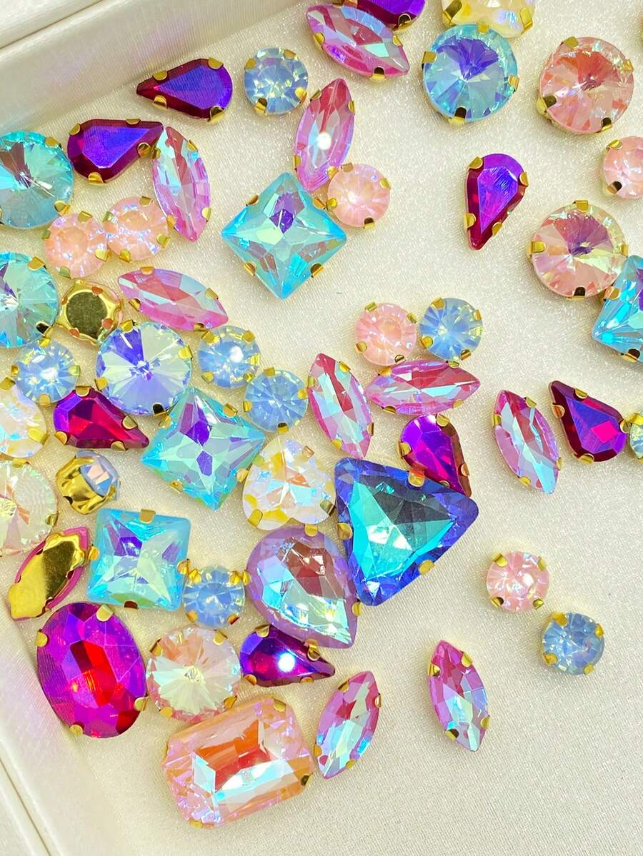 50颗/包 水钻，DIY手工缝制装饰，适用于衣服、鞋子、帽子、包包 - 混合裝50P - 查看 1