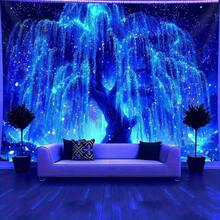 2D Flat Surface, 1 Piece Large Glowing Tree Of Life Tapestry Activated Night Light Wall Decoration, Starry And Blue Waterfall Design, SelfLighting Suitable Bedroom, Living Room, Party Decoration No Power Required, Glowing Wall Art, Suitable Home And Events, Responsive 2D Flat, Suitable Graduation Ceremonies, Baptisms, Consecrations, And Tailgating Parties, Glowing Tree Wall Hanging Decoration, 2D Flat Surface - 多色 - 查看 2