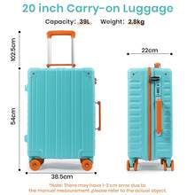 Lightweight 20 Inch Carry On Suitcase, PC Hard Shell Travel Small Luggage With 4 Spinner Wheels & TSA Lock For Travel, Blue - Mint Blue - View 4