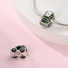 1 Piece Silver-Plated Travel Collection - Red Bus Bead, New Adventure Bead, Freedom Ride Pendant, Rotating Bicycle Pendant, Romantic E-Bike Pendant, Red Touring Car Bead, Adventure Vehicle Bead, Suitable For Original Snake Chain Bracelets, Necklaces, And Bead Strings DIY Jewelry Making Luxury BFF Gift - Multicolor - View 4