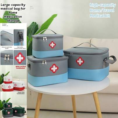 3件/2件/1件大容量医用包，药品收纳盒，户外便携式布质医用盒，个人便携式药包，医用包，旅行便携式小型药盒，户外急救包，紧急救援包，大容量手持斜挎式急救箱，便携式医用药品收纳盒，大型经典急救药品及急救配件收纳包，袋中袋设计，可重复使用药包，旅行配件，馈赠亲友，母亲节礼物