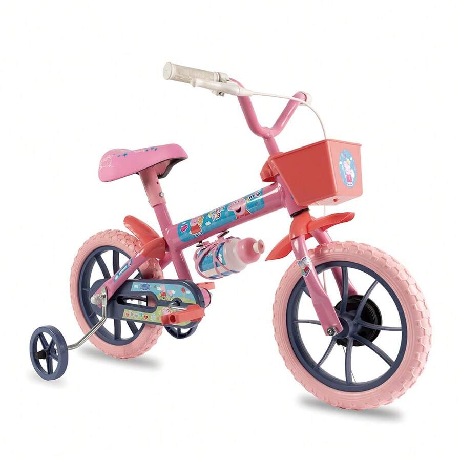 Bicicleta Infantil Com Rodinha Menina Aro 12 Peppaa Rosa Verden Bikes - Coral - Visão 1