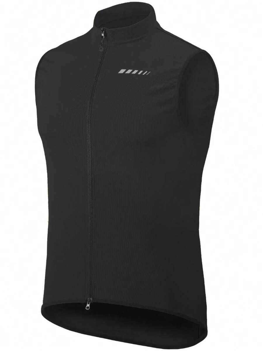 Qualicos Men's Reflective Running Cycling Vest, Sleeveless Bike Jersey Black