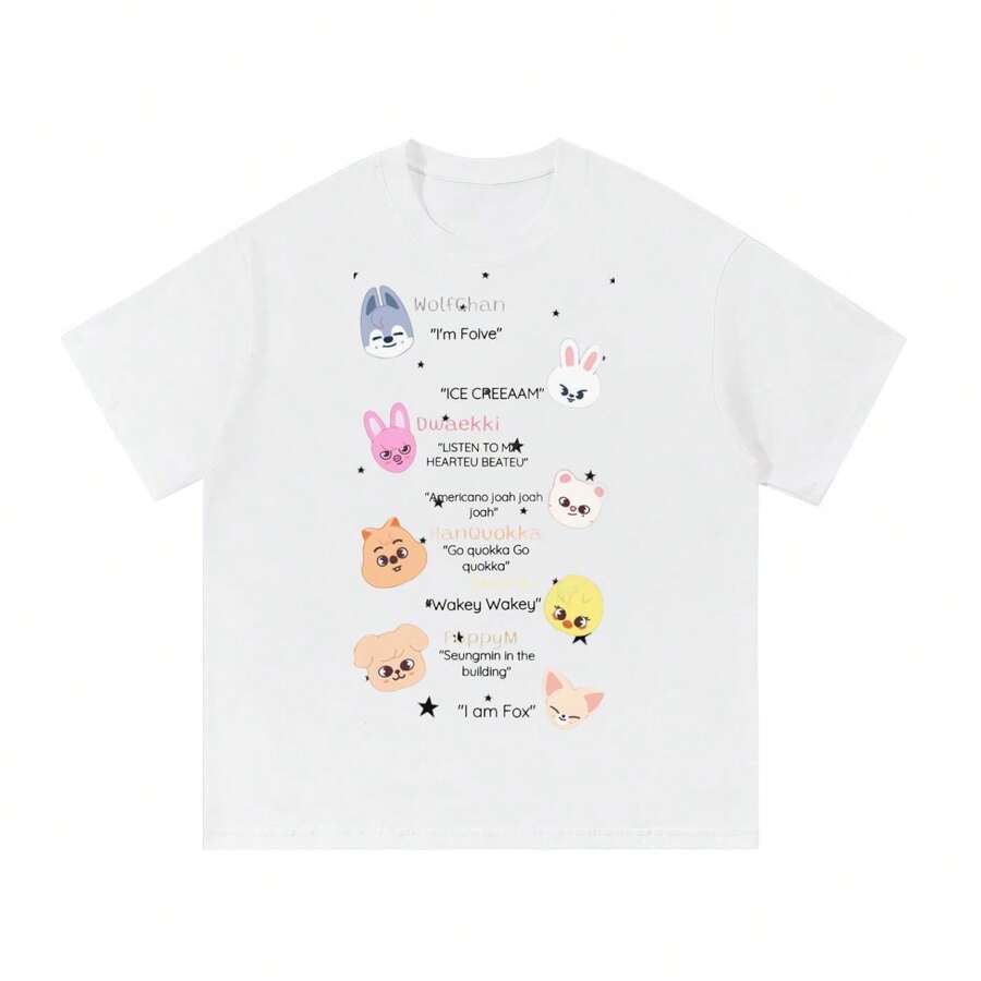 2026 Vatentine's Day SKZOO Meme Kpop (Front) Essential Cotton T-Shirt - White - View 1