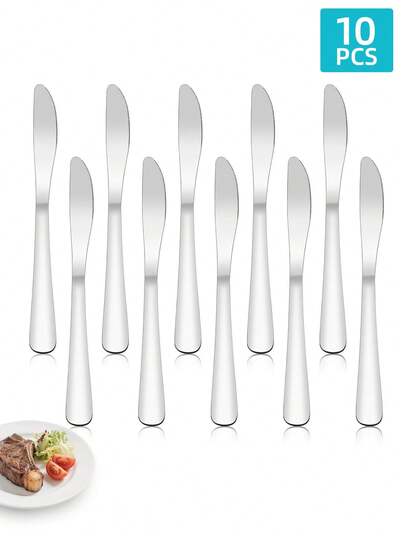 10pcs Stainless Steel Steak Knife Set - Ultra Sharp, Serrated For Precise Cutting, Lightweight - Perfect For Restaurants, Hotels, And Home Use