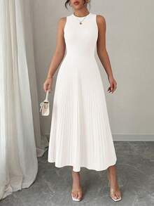 PRETTYGARDEN Women's Summer Dresses Casual  Business Work Midi Sleeveless A Line Pleated Evening Elegant Dresses Cocktail Wedding Guest Graduation  Dress White Dresses For Women - 白色 - 查看 5