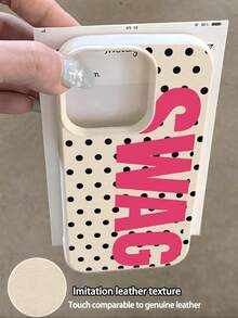 1个波点文字UV印刷皮革质感手机壳，适用于 17-11 Pro Pro Max Plus，适合各种场合的礼物 - 多 - 查看 3