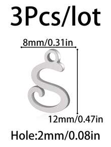 3 mặt dây chuyền chữ cái viết tay mạ vàng 18K bằng thép không gỉ, dùng để tự làm trang sức, phụ kiện vòng tay, dây chuyền và đồ thủ công. - chữ thường - Xem 19