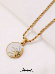 1pc 18K Gold Plated Stainless Steel Colorful Sun Charm Necklace For Women Fashion Female Jewelry Gifts - necklace - View 10
