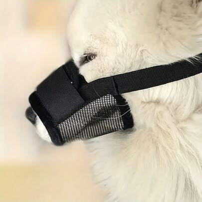 1pc Breathable Dog Muzzle, Quick Installation With Adjustable Strap, Anti-Bite Anti-Bark Pet Muzzle, Adjustable Soft Mesh Muzzle For Small, Medium And Large Dogs Like Chihuahua, Poodle, Husky, Labrador, Breathable, Prevents Biting, Chewing And Grooming, Does Not Affect Panting And Drinking.