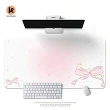 1pc Minimalist Korean Style Bowknot PU Leather Mouse Pad, Office Desk Mat, Computer Keyboard Carpet, Cartoon Design - A - View 3