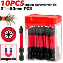 10 Stücke/20 Stücke PZ2 Schraubendreher Bit Set, 50mm Standardgröße geeignet für Schlagbohrmaschine, S2 Legierungsstahl Industriequalität Material für hohe Drehmomentübertragung und Verschleißfestigkeit, starkes Magnetdesign zum festen Halten von Schrauben, präzise Pozidriv Spezifikation zur Erfüllung vielfältiger Bedürfnisse wie Möbelaufbau und -reparatur - Verschiedenfarbig - Übersicht 10
