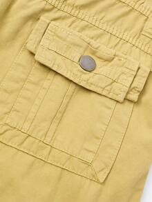 Plus Size Men's Cargo Shorts 100% Cotton Washed Multi Pockets Solid Color Casual Outdoor Work Hiking Camping Daily Wear Comfy Durable Streetwear Fashion Summer Essential Above For Men Teen Boys Male All Match Bottoms - 卡其色 - 查看 7