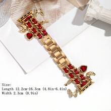 1pc Fashion Women's Band With Red Gemstone, Fits 38/40/41/42/44/45/49mm, Compatible With Apple Watch Ultra/SE/8/7/6/5/4/3/2/1 (Watch Not Included, Band Only) - Gold - View 2