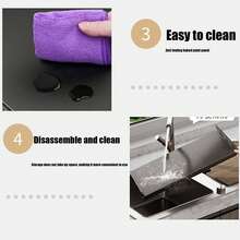 Estante de cocina de 3 niveles con 6 ganchos | Estante multifuncional expandible para horno microondas, estante de almacenamiento de encimera para horno de varios niveles, estante de almacenamiento de artículos, altura ajustable, construcción de hierro con tubos dorados, estantes utilitarios - Negro - Ver 3