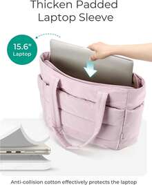 Tote Bag For Women, Lightweight Puffy Tote Bag With Compartments Shoulder Bag Handbag For Travel, Work, Gym | Lightweight, Puffy, Quilted, For Travel, Work. Cute, Purses And Bags For Women – Ideal Back To School Bag For Teen Girls, College Students. Matching Fall Outfits, Perfect Valentine's Day Gift, School Bookbag & College Essentials, Pink - 粉色 - 查看 2
