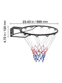 Basketball Rim, Wall Door Mounted Basketball Hoop, Heavy Duty Q235 Basketball Flex Rim Goal Replacement With Net And Double Spring, Standard 18" Indoor Outdoor Hanging Hoop - Black - View 10