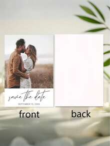 Custom Save The Date With Photo/Personalized Wedding Announcement Cards/Save Our Date Postcards For Wedding/Modern Wedding Invitations/Custom Engagement Party Invitations/Photo Cards, 1/5/10pcs - Multicolor - View 4