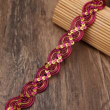 2/5 Inch Sequin Woven Trim Ribbon, Multi-Color Options, Suitable For Sewing, Clothing Edging Decor, Hat Embellishment, Dance Costume Decoration, Applicable For DIY Clothing, Home Decor, Garment Making, Gift Packaging And Beginner Sewing - Multicolor - View 9