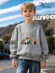 Boys' Crew Neck Pullover Sweatshirt, Suitable For Spring, Autumn, And Winter, For Children Aged 5-12. Gray, Loose And Comfortable Fit. Front Features A Collection Of Disney Prince Prints, Including Classic Prince Images With Colorful Castles, Balloons, And Fireworks. Back Features A Disney Prince Photo-Style Print, Including Prince Charles, Prince Philip, Aladdin, John Smith, Adam, Hercules, Flynn Ryder, Christopher, Peter Pan, And Other Characters, Decorated With Colorful Mickey Mouse Balloons. Officially Licensed Disney Design. Skin-Friendly And Breathable Fabric. Can Be Paired With Jeans, Sweatpants, Or Casual Shorts For Various Styles. Suitable For School, Weekend Outings, Family Gatherings, Disneyland Visits, Birthday Parties, And More. Eye-Catching Cartoon Theme Design, A Must-Have For Back-To-School Season. Machine Washable And Durable. Fits All Body Types. A Versatile And Practical Children's Top. - 淺灰色 - 查看 2