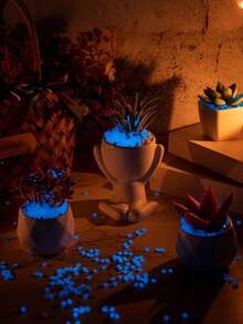 10000颗夜光蓝色鹅卵石，适用于花园小径、草坪、水族箱、花瓶填充物、室内外景观DIY发光砾石、仙境花园 - 彩色 - 查看 10