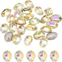 MECCANIXITY 24Pcs Oval Pointed Back Rhinestone, 6 X 8mm Oval Faceted Glass Rhinestone Gems Pointed Back Faceted Glass Beads For Nail DIY Jewelry Making Crafts Shoes Crystal, AB Yellow - Màu sắcX - Xem 1